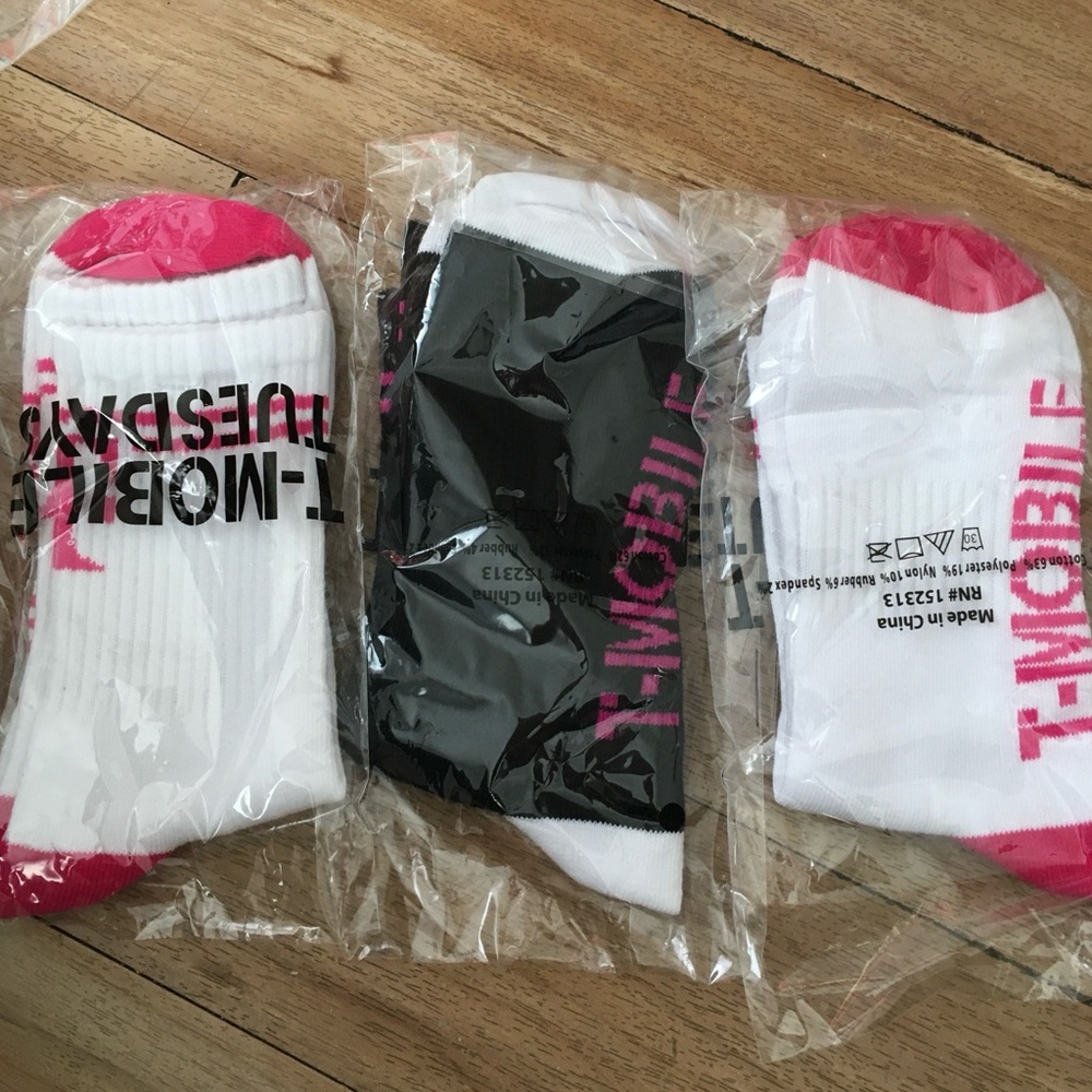 3 Pair T Mobile Socks 2 White And 1 Black T Mobile Tuesdays Brand New